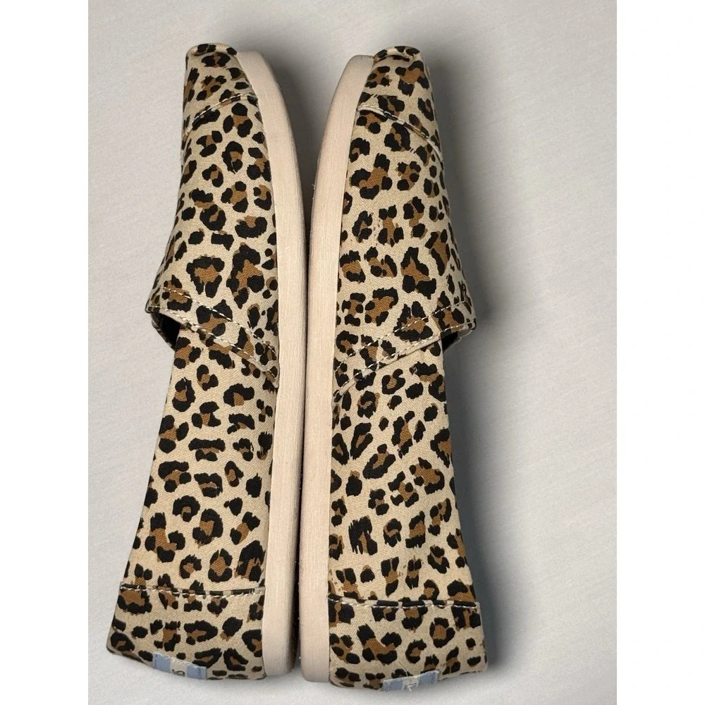 TOMS Women's Canvas Leopard Animal Print Slip On US 6.5